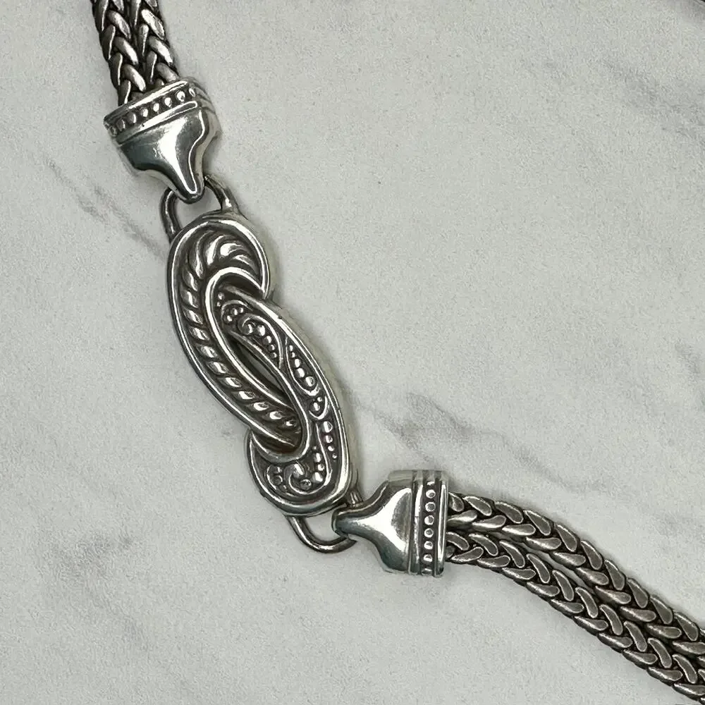 Brighton Silver Tone Braided Chain Belt Heart Charm Medium (M) ✨